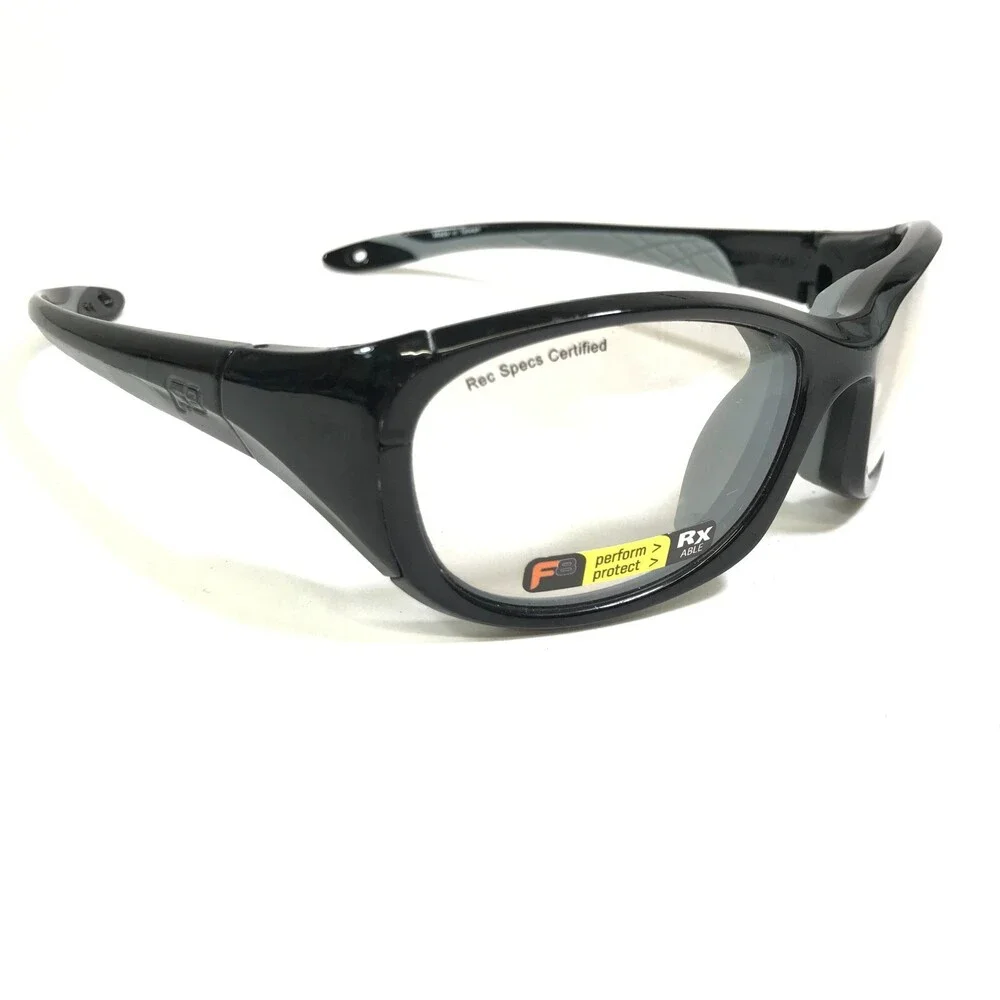 Rec Specs Athletic Goggles Frames ALL PRO 203 Polished Black Gray Wrap 60-19-133